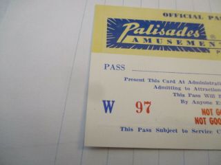 1971 PALISADES AMUSEMENT PARK JERSEY OFFICIAL PASS - COND - RARE 2