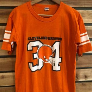 Rare Vtg 80s/90s Champion Cleveland Browns 34 Kevin Mack Nfl Helmet T Shirt M