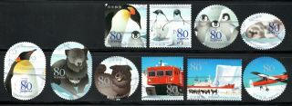 2007 50th Anniv.  Of Japanese Antarctic Research,  80yens 10 Diff.  Stamps,  Rare