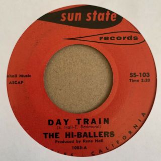The Hi - Ballers “summertime / Day Train” Rare Popcorn Surf Rock 7” 45 Hear
