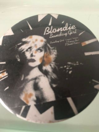 Blondie Sunday Girl Record Badge Vintage 1980s Us Pin Button Badges Punk Rare