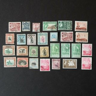 Rare North Borneo & Sarawak Postage Stamps Lot - 1894 Overprinted Labuan - 615