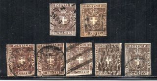 1860 Italy Tuscany 10c Stamps Lot,  Rare Pmks $1025.  00 Cardillo Signed
