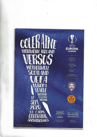 17/9/2020 Europa League Coleraine V Motherwell Rare