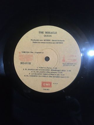 QUEEN : The Miracle LP Album 1989 Ecuador First Press ULTRA MEGA RARE 2
