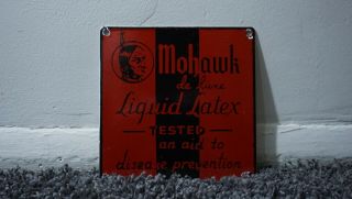 Vintage Mohawk Porcelain Sign Gas Motor Oil Metal Service Station Gasoline Rare