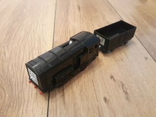 Thomas Trackmaster Diesel Train With Matching Black Truck.  Rare Battery Operated