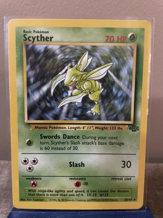 Scyther 26/64 - Rare Non - Holo - Jungle Set - Pokemon Card Tcg 1999 - Nm