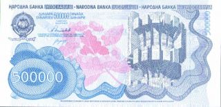 Yugoslavia 500 000 Dinara 1989.  P 98.  Uncirculated.  Very Rare