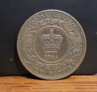 1864 Queen Victoria Canada Province Nova Scotia One Cent Bronze Coin Rare ?