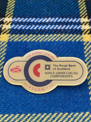 A Rare 1991 World Junior Curling Championships,  Glasgow,  Curling Stone Badge