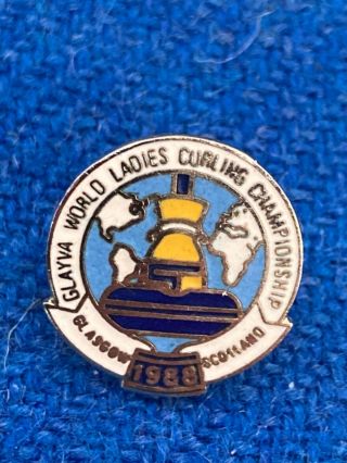 A Rare Glayva Whisky Ladies World Curling Championship 1988 Curling Stone Badge.