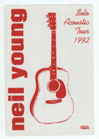 Rare Neil Young 1992 Solo Acoustic Tour Red Backstage Pass