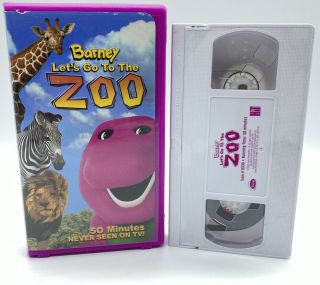 Barney Lets Go To The Zoo (vhs,  2001) White Tape Vtg Educational Flawless & Rare