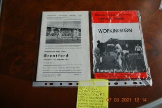 Rare? Workington Reds V Brentford 1971 & V Carlisle 1973 Football Programmes