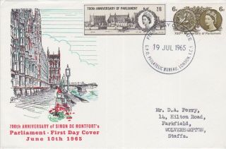 Gb Stamps Rare First Day Cover 1965 Parliament Bureau