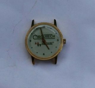 RARE Vintage Circuitech Advertising Wind Up Watch Wristwatch Men ' s Multiwire NR 2