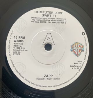 Zapp Computer Love / More Bounce To The Ounce.  7 