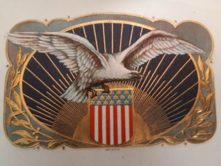 Vintage Rare Cigar Label " The American Eagle / 18 Stars,  Lithog. ,  Embossd