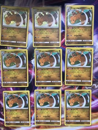 9 X Pokemon Card Dragonite Sun & Moon Team Up 119/181 Pack Fresh Holo Rare Nm