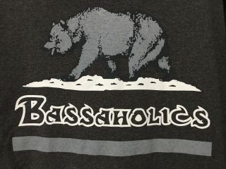 California Grizzly Bear Bassaholics Graphic 2 Sided T - Shirt - Xl - Rare