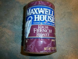 Vintage Rare Coffee Tin Can Maxwell House Rich French Roast 12 Oz Purple No Lid
