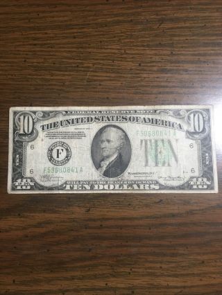 1934 A $10 Federal Reserve Note Circulated Atlanta F Rare
