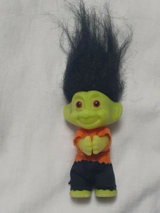 Frankenstein Monster - Rare Vintage Russ 3 " Troll Doll With Black Hair Halloween