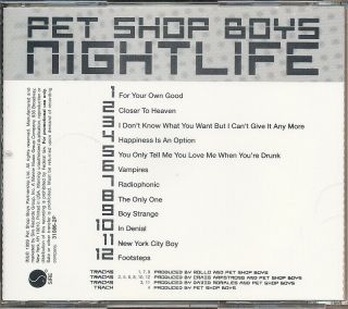 Pet Shop Boys Nightlife Rare Promo Advance Cd 