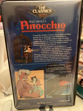 walt disney pinocchio vhs preview sales demo vhs tape very rare black case 1985 3