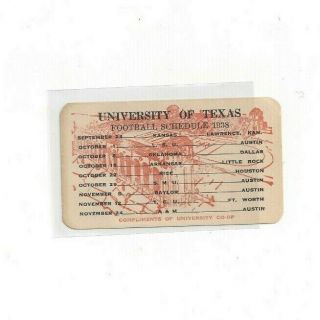 1938 University Of Texas Football Pocket Schedule Longhorns Co - Op Rare A409
