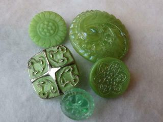 Gorgeous Lime Green Rare Vintage Fancy Buttons Square Silver Luster,
