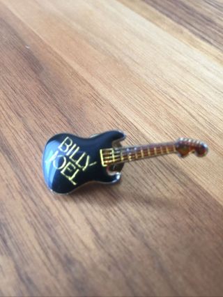 Billy Joel Black Guitar - Shaped Enamel Hat Pin Lapel Pinback Button Vintage Rare