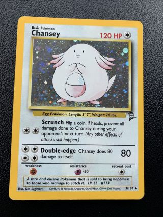 Chansey 3/130 Holo Rare Pokémon Cards Base Set 2 Vintage