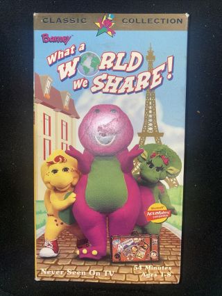Barney - What A World We Share (vhs,  1999) - Rare Vintage Collectible - Ship N24hr