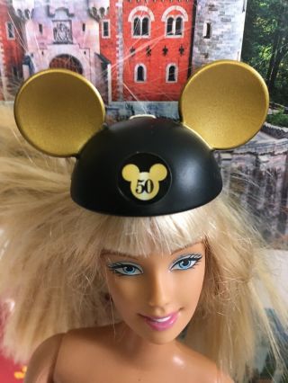 Rare - Mattel Barbie Doll Walt Disney World 50th Anniv Mickey Mouse Ears 2006