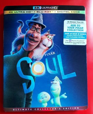 Soul Disney Pixar 3 - Disc 4k Ultra Hd & Blu - Ray W/rare Slipcover