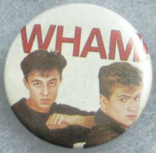 Wham /george Michael Rare Orig 80s Pin Badge Button For Hat/jacket/shirt Vtg 10