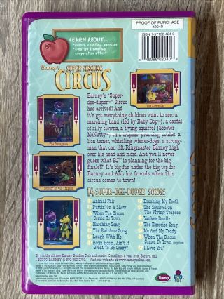 Barney Singing Circus VHS Tape Clam Shell RARE Never Seen On TV - 3