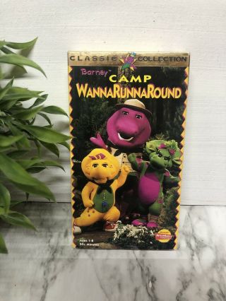 Barney - Barneys Camp Wannarunnaround (vhs,  1997) Purple Dinosaur Kids Rare