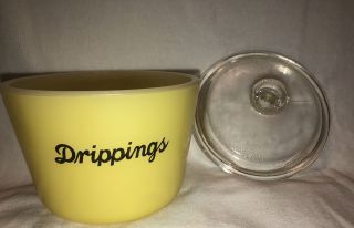 Rare Yellow GLASBAKE (stamped backwards) DRIPPINGS Grease Jar with LID 3