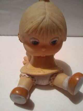 Vtg Rare Mexican Squeaky Toy Happy Girl Rubber Doll Squeak Toy Mexico 6 "