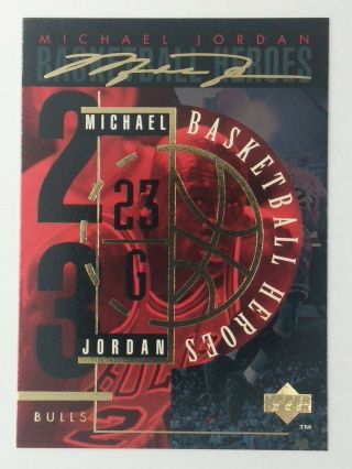 Rare: 1994 94 Upper Deck Basketball Heroes Michael Jordan Jh,  Gold Signature