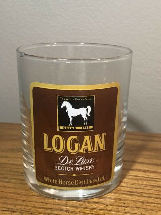 Vintage Logan Scotch Whisky Glass 3.  5” White - Horse Distillers Rare
