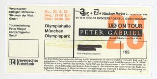 Rare Peter Gabriel 5/20/93 Munich Germany Concert Ticket Stub Genesis