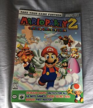 Mario Party 2 Official Strategy Guide Brady Games Paperback Rare Retro N64