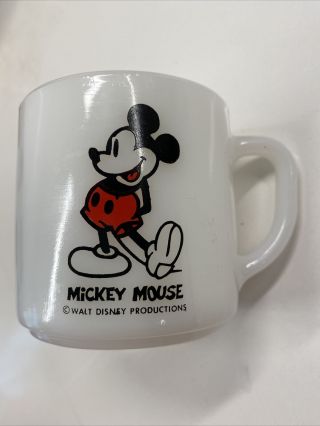 Rare Vintage Federal Milk Glass Walt Disney Production Mickey Mouse Mug Kid Cup