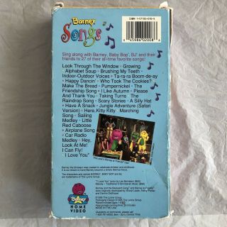 VHS — Barney Songs (1995,  50m) RARE “Barney Home Video” edition 2
