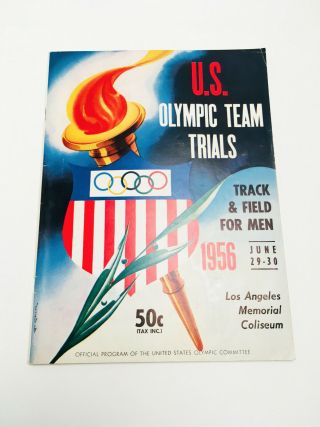 Rare Vintage 1956 Us Olympic Team Trials Track And Field Program Booklet