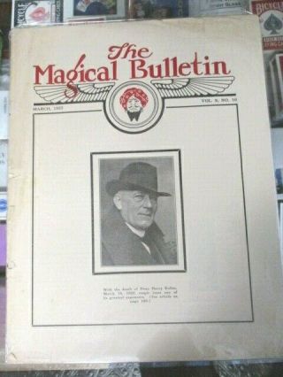 Rare Magical Bulletin Thayer Harry Kellar Memoriam/obituary Issue Ca March 1922